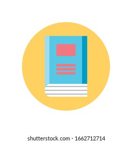icono de libro sobre fondo blanco, estilo de bloque colorido, ilustración vectorial