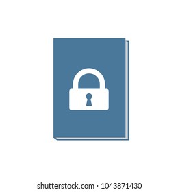 Book icon with padlock sign. Book icon and security, protection, privacy concept. Vector icon