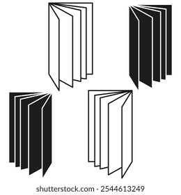 Book icon. Page outlines. Opened book shape. Vector illustration.