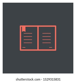 Book icon, page icon vector illustration on black background