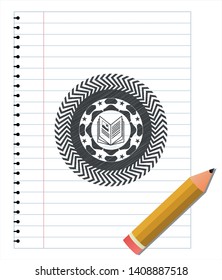 book icon with pencil strokes. Vector Illustration. Detailed.