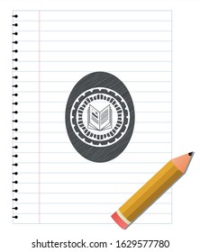 book icon with pencil strokes. Vector Illustration. Detailed.