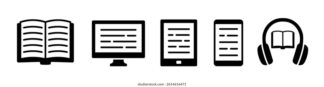 book icon. Reading icon set