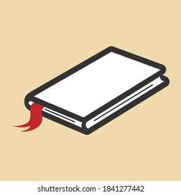 Icono de libro con marcador rojo, ilustración vectorial. Pos de diseño isométrico 10