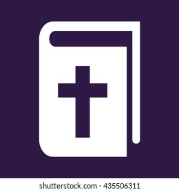Book icon with religion cross . Holy Bible icon . Vector illustration