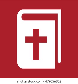 Book icon with religion cross . Holy Bible icon . Vector illustration