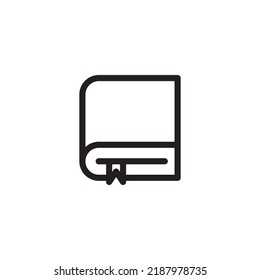book icon, with ribbon border, simple line on white background, for app, web.
