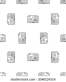 Book Icon Seamless Pattern, Composed Image, Text Pages That Are Bound Together With Cover Vector Art Illustration