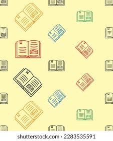 Book Icon Seamless Pattern, Composed Image, Text Pages That Are Bound Together With Cover Vector Art Illustration