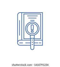 book icon with search thimble-  vector education sign and symbol