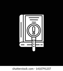 book icon with search thimble-  vector education sign and symbol