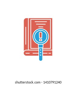 book icon with search thimble-  vector education sign and symbol