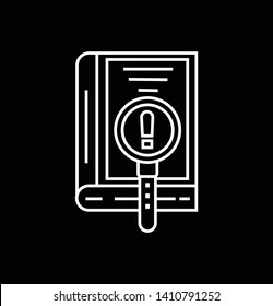 book icon with search thimble-  vector education sign and symbol