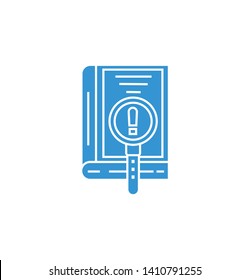 book icon with search thimble-  vector education sign and symbol