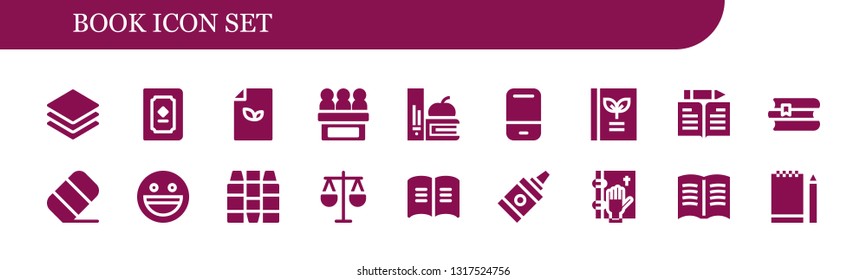 book icon set. 18 filled book icons.  Collection Of - Albums, Book, Paper, Jury, Books, Eraser, Learn, Yahoo, Crayons, Law, Glue, Oath, Sketchbook