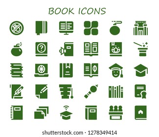  book icon set. 30 filled book icons. Simple modern icons about  - Bombing, Notebook, Ebooks, Mozy, Bomb, Prison, Manual, Book, Magazine, Magician, Books, Color, Album, Graduated