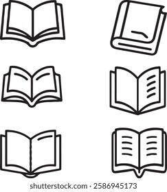Book icon set black outline.book icon set, book icon, book silhouette. 