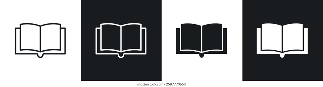 Book icon set black and white colors. Graphic Vector icons pack