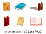 Book icon set. Cartoon set of book vector icons for web design isolated on white background