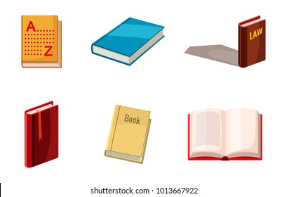 Book icon set. Cartoon set of book vector icons for web design isolated on white background