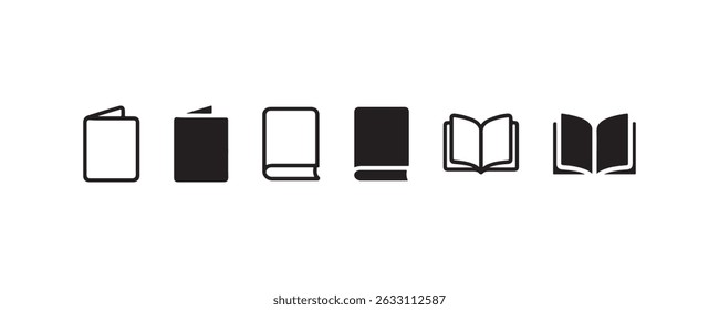 Conjunto de iconos de libro con estilos cerrados y abiertos Vector