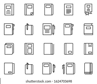 Book icon set. Collection of high-quality black outline logo for web site design and mobile apps. Vector illustration on a white background