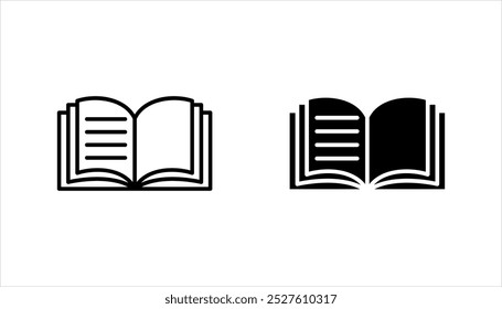 Book icon set, Collection of literary book icons, Textbook icons, isolated on white background.