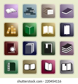 Book Icon Set. Color button.