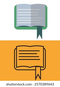 Book icon set. colored open book icon and black and white open book icon.
