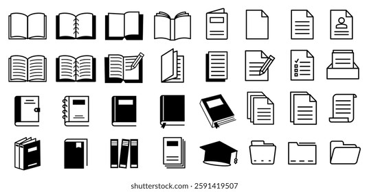 Book icon set education in library editable stroke 