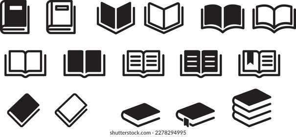 book icon set education study reading learning language skill sign symbol line pictogram vector illustration design flat graphic design