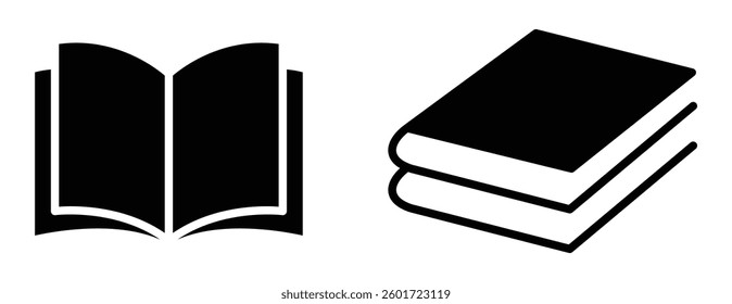 Book icon set. Book icon set with fill. Open and close book icon set with white background. Set of books icon vector. Book, vector, symbols.