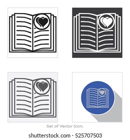 Book icon. Set of flat style. Vector illustration.