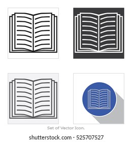 Book icon. Set of flat style. Vector illustration.