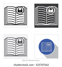 Book icon. Set of flat style. Vector illustration.