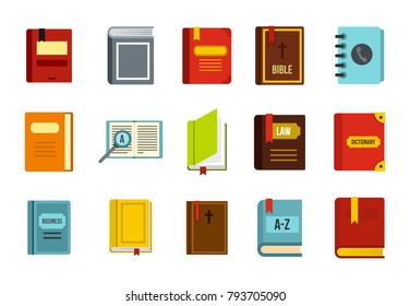 Book icon set. Flat set of book vector icons for web design isolated on white background
