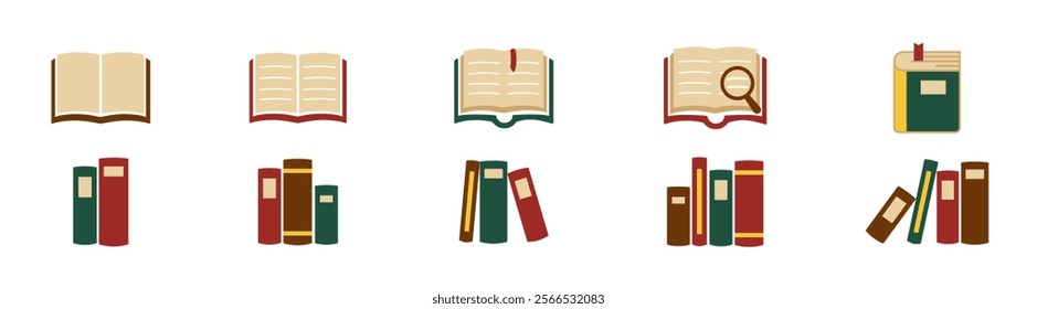 Book icon set illustration. Literature book icons collection. Editable stroke