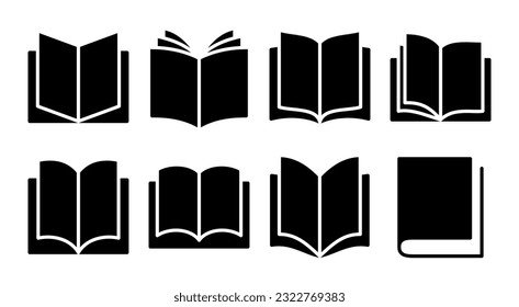 Ilustración del conjunto de iconos del libro. símbolo y signo de libro abierto. icono de ebook