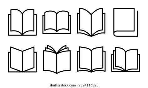 Book icon set illustration. open book sign and symbol. ebook icon