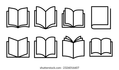 Book icon set illustration. open book sign and symbol. ebook icon