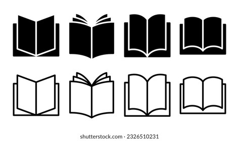 Book icon set illustration. open book sign and symbol. ebook icon