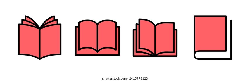 Book icon set illustration. open book sign and symbol. ebook icon