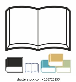 Book icon set (isolated on white background)