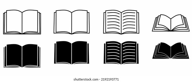 conjunto de iconos de libro aislado en fondo blanco