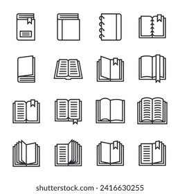 Book icon set isolated on white