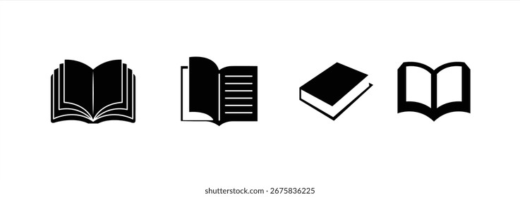 Conjunto de ícones de livro, ícone isolado no fundo branco, ilustração vetorial