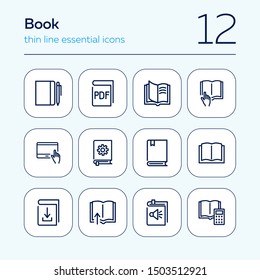 Book icon set. Line icons collection on white background. Reading, information, knowledge. Education concept. Can be used for topics like school, literature, bookstore