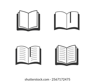 Book icon set. Literature book icons collection. Open book icon vector illustration, e-book, back to school, library sign, Study concept symbol, Learning sign, Book clipart.