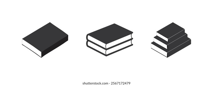 Book icon set. Literature book icons collection. Closed book icon vector illustration, e-book, back to school, library sign, Study concept symbol, Learning sign, Book clipart.