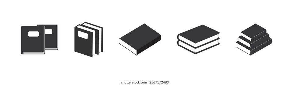 Book icon set. Literature book icons collection. Closed book icon vector illustration, e-book, back to school, library sign, Study concept symbol, Learning sign, Book clipart.